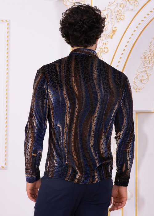 Brown Leopard Burnout Velvet Shirt