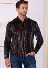 Brown Leaf Burnout Velvet Shirt