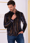 Brown Leaf Burnout Velvet Shirt