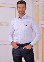 White Colorblock Ribbon Shirt