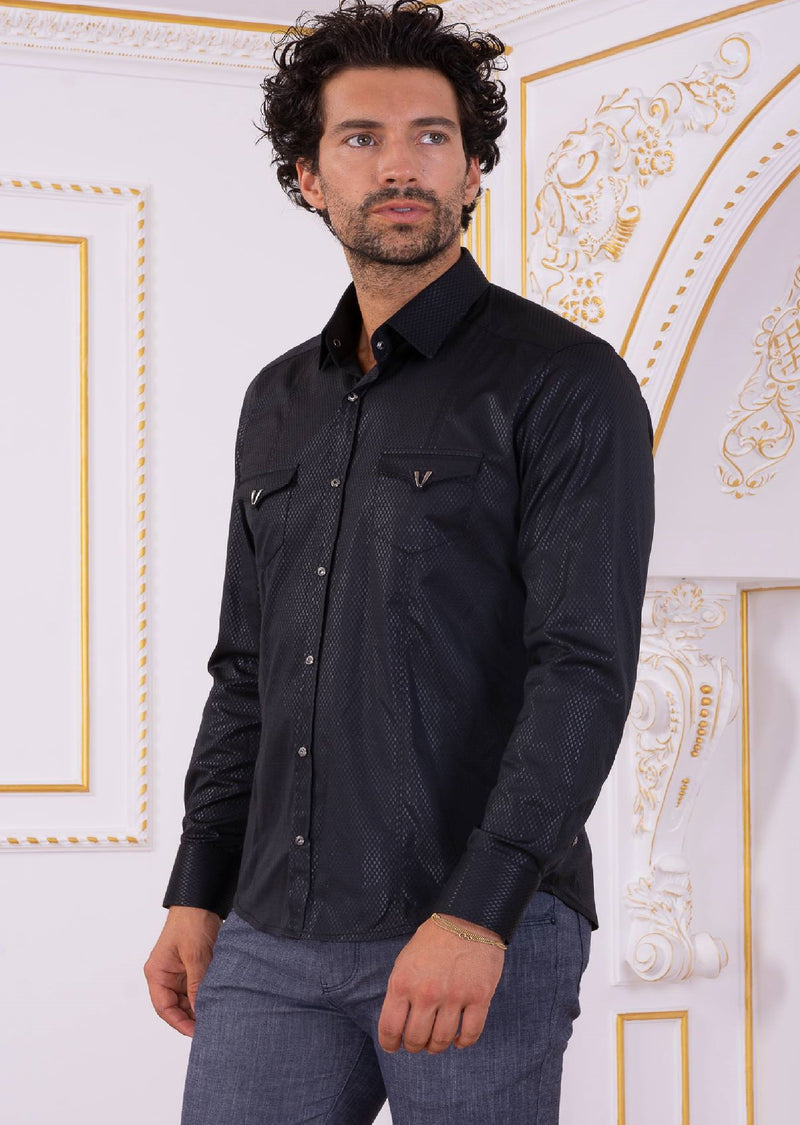 Black Pocket Micro Square Shirt