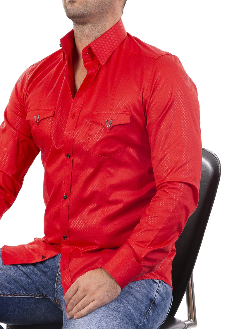 Red Pocket Micro Square Shirt
