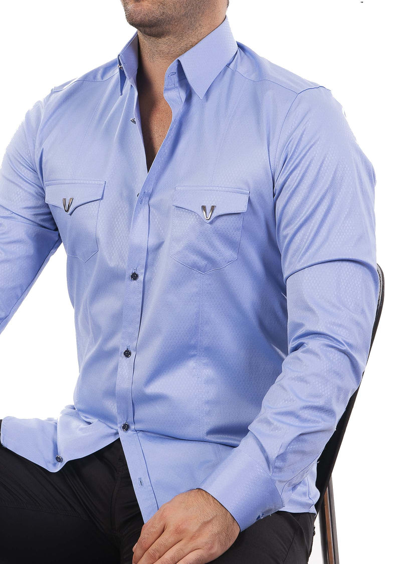 Blue Pocket Micro Square Shirt