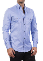 Blue Pocket Micro Square Shirt