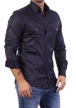 Navy Pocket Micro Square Shirt