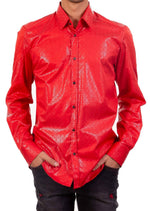 Red Diamond Print Quilted Shirt