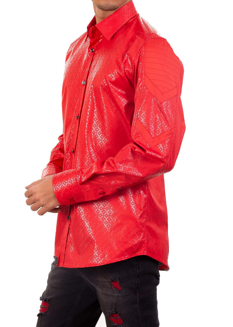 Red Diamond Print Quilted Shirt