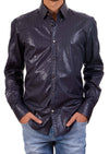 Navy Diamond Print Quilted Shirt