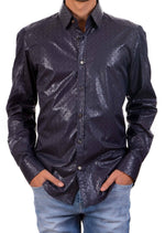 Navy Diamond Print Quilted Shirt