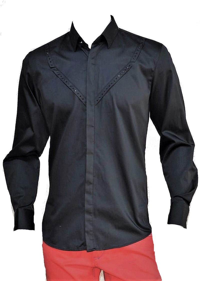 Black Rhinestone Long Sleeve Shirt