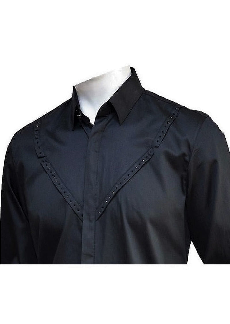 Black Rhinestone Long Sleeve Shirt