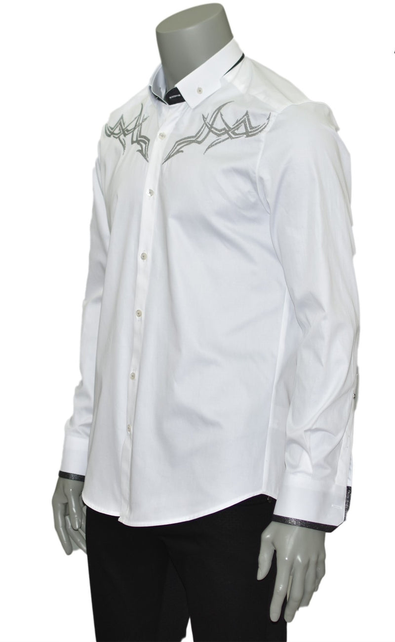 White Embroidery Long Sleeve Shirt