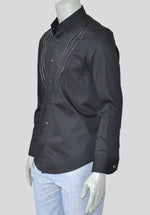 Black V-Shape Zipper Long Sleeve Shirt