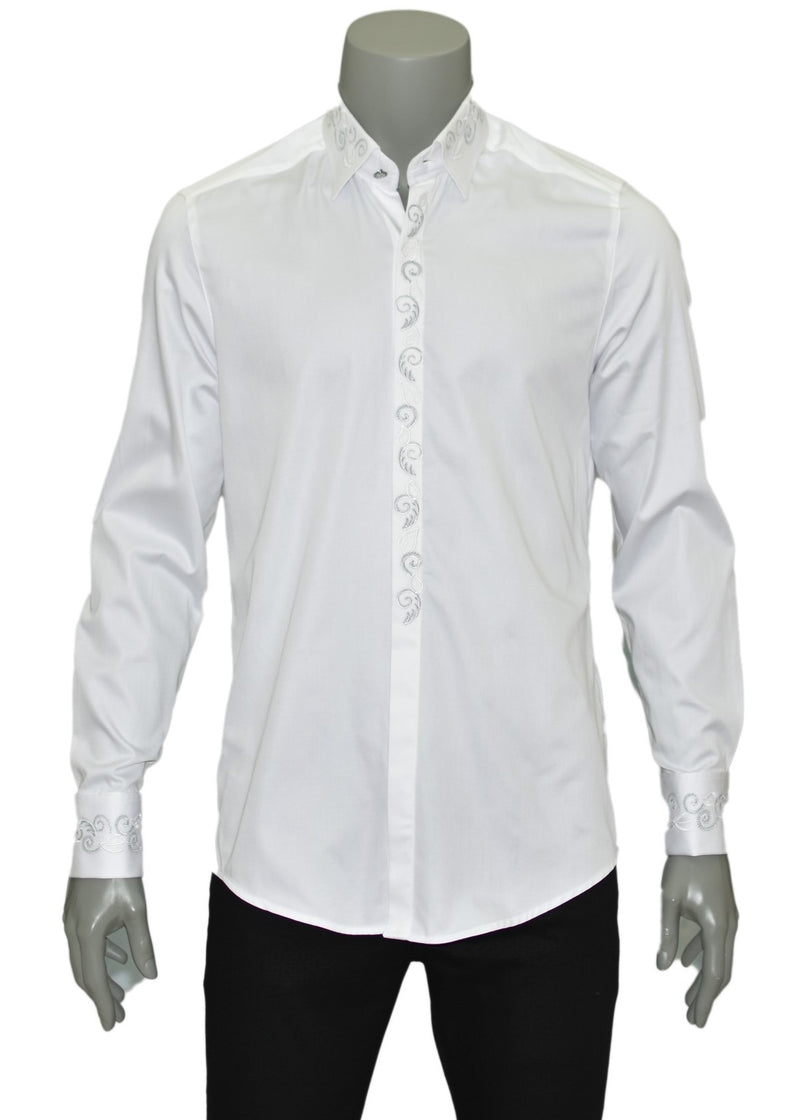 White Tuxedo Embroidery Shirt