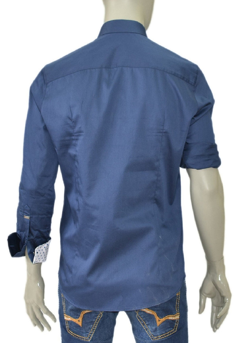 Navy Side Zipper Long Sleeve Shirt