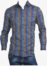 Blue Orange Jacquard Shirt