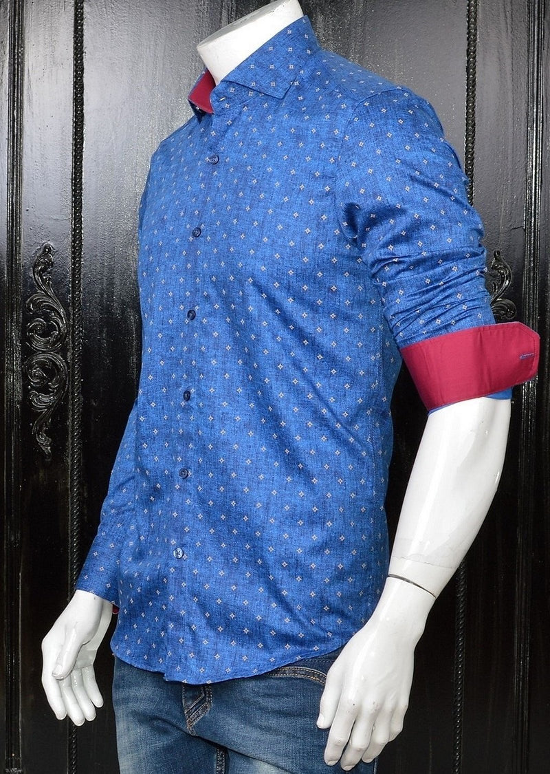 Blue "Diamond" Print Long Sleeve Shirt