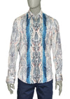 Blue Snake Print Long Sleeve Shirt