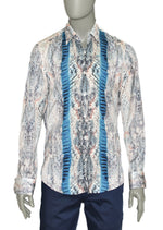 Blue Snake Print Long Sleeve Shirt