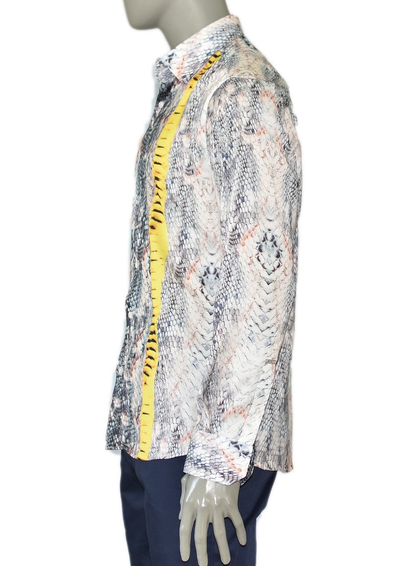 Yellow Snake Print Long Sleeve Shirt