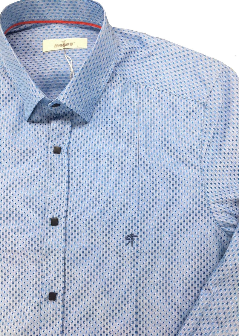 Blue Textured Jacquard Shirt MONDO Menswear Blue Textured Jacquard Shirt MONDO Menswear