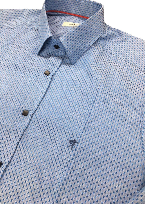 Blue Textured Jacquard Shirt