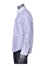 White Leaf Print Long Sleeve Shirt