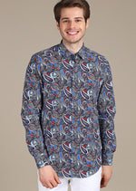 Navy Blue Paisley "Miami" Shirt