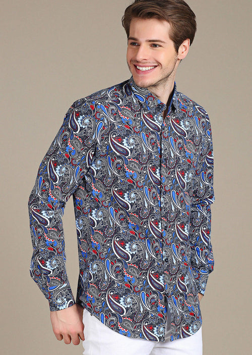 Navy Blue Paisley "Miami" Shirt