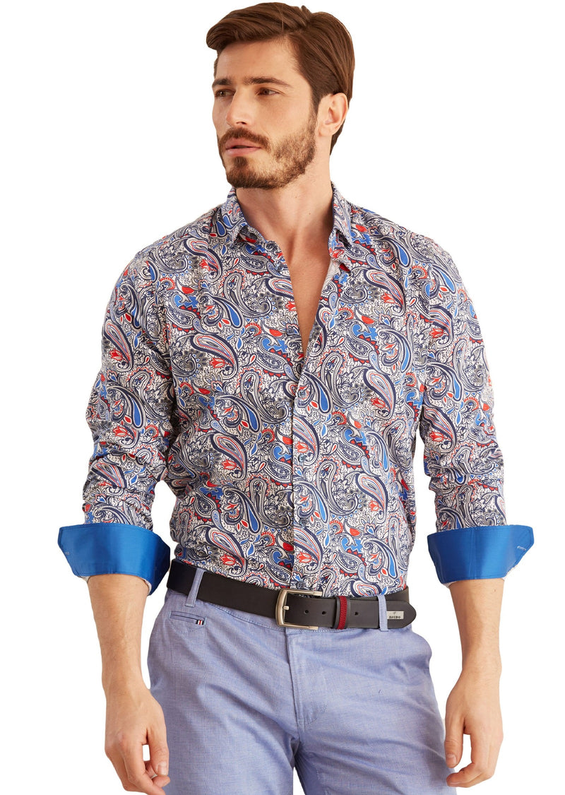 Light Blue Paisley "Miami" Shirt