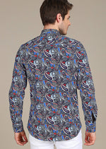 Navy Blue Paisley "Miami" Shirt