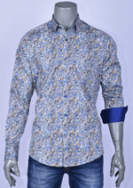 Beige Blue Paisley "Gasparo" Shirt
