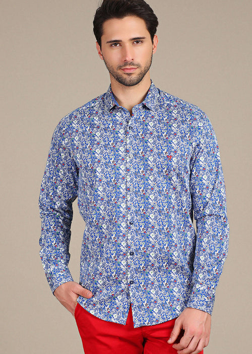 Blue "Venezia" Floral Print Shirt