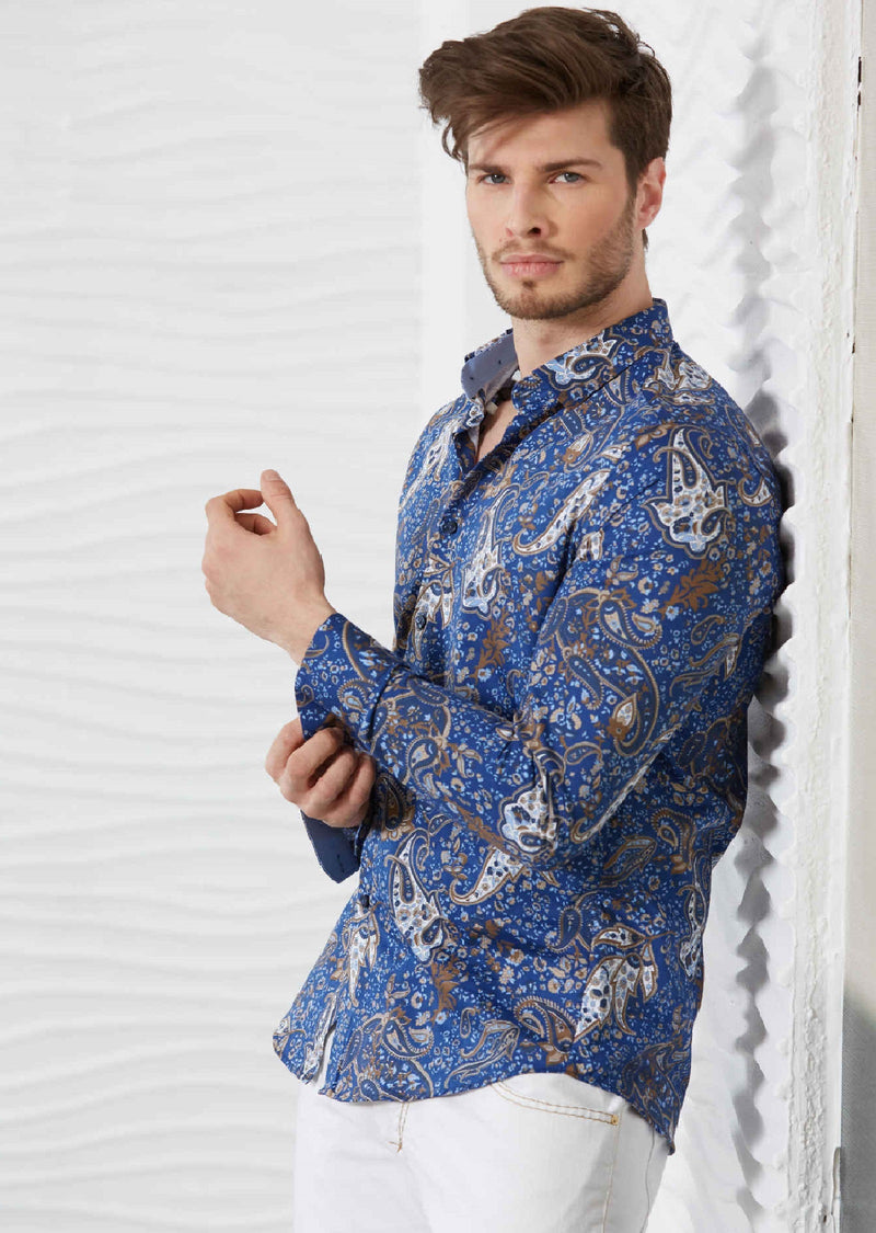 Blue Brown "Punta Cana" Paisley Shirt