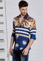 Blue Palm Leopard Silky Shirt
