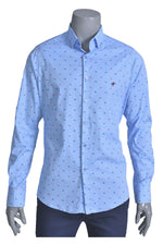 Blue Car Print Weaved Shirt