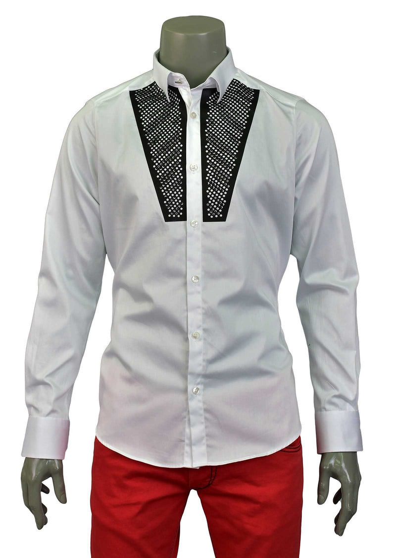 White Rhinestone Long Sleeve Shirt