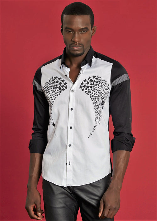 Black White "Star" Print Shirt