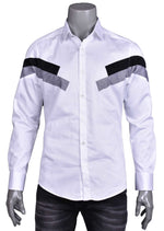 White Two-Tone Panel Shirt
