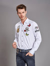 White Embroidery Patches Shirt