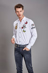 White Embroidery Patches Shirt
