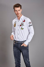 White Embroidery Patches Shirt