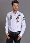 White Embroidery Patches Shirt