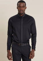 Black Pipe Trim Luxury Cotton Shirt