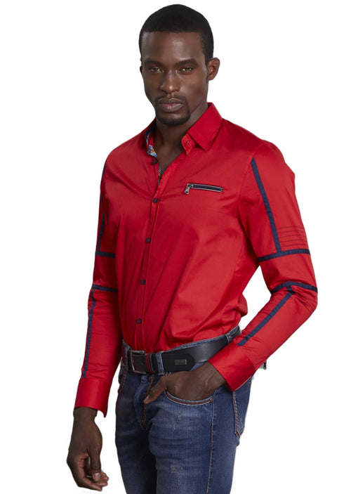 Red Navy Contrast Edge Shirt