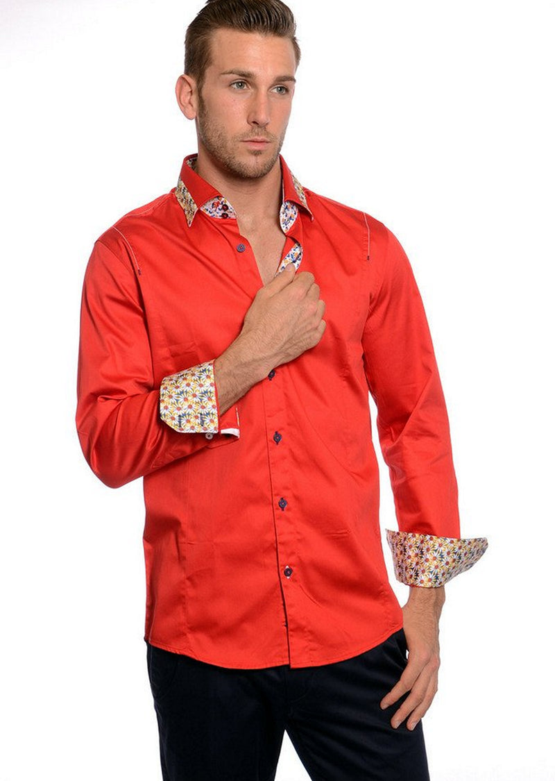 Red Floral Long Sleeve Shirt