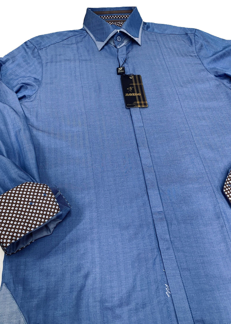 Blue Tonal Stripe Jacquard Shirt