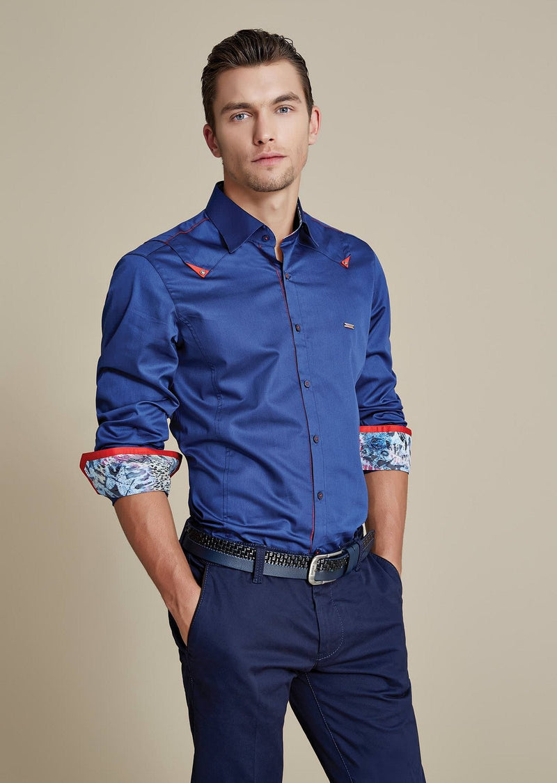 Blue Red Detailed Shirt