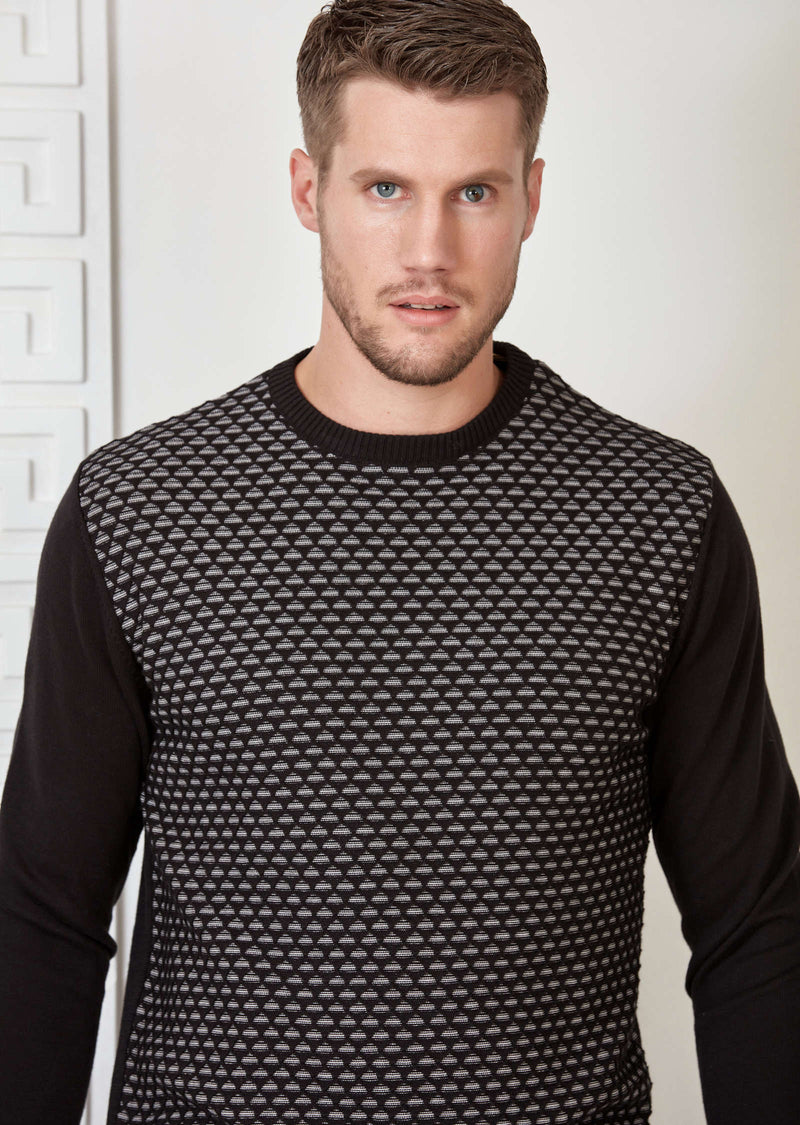 Black 2-tone Textured Sweater