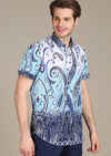 Blue Paisley Print Short Sleeve Shirt